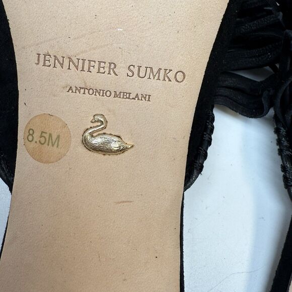 Antonio Melani x Jennifer Sumko Mimi Kid Suede Fringe Black Mule Sz 8.5 (fits 8) - Picture 10 of 10